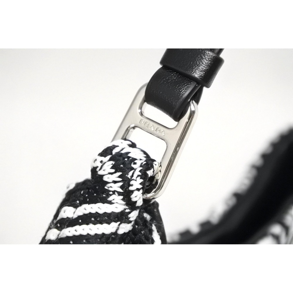 Prada Shoulder bag Cleo One black white knit Hobo jacquard - Picture 5 of 10